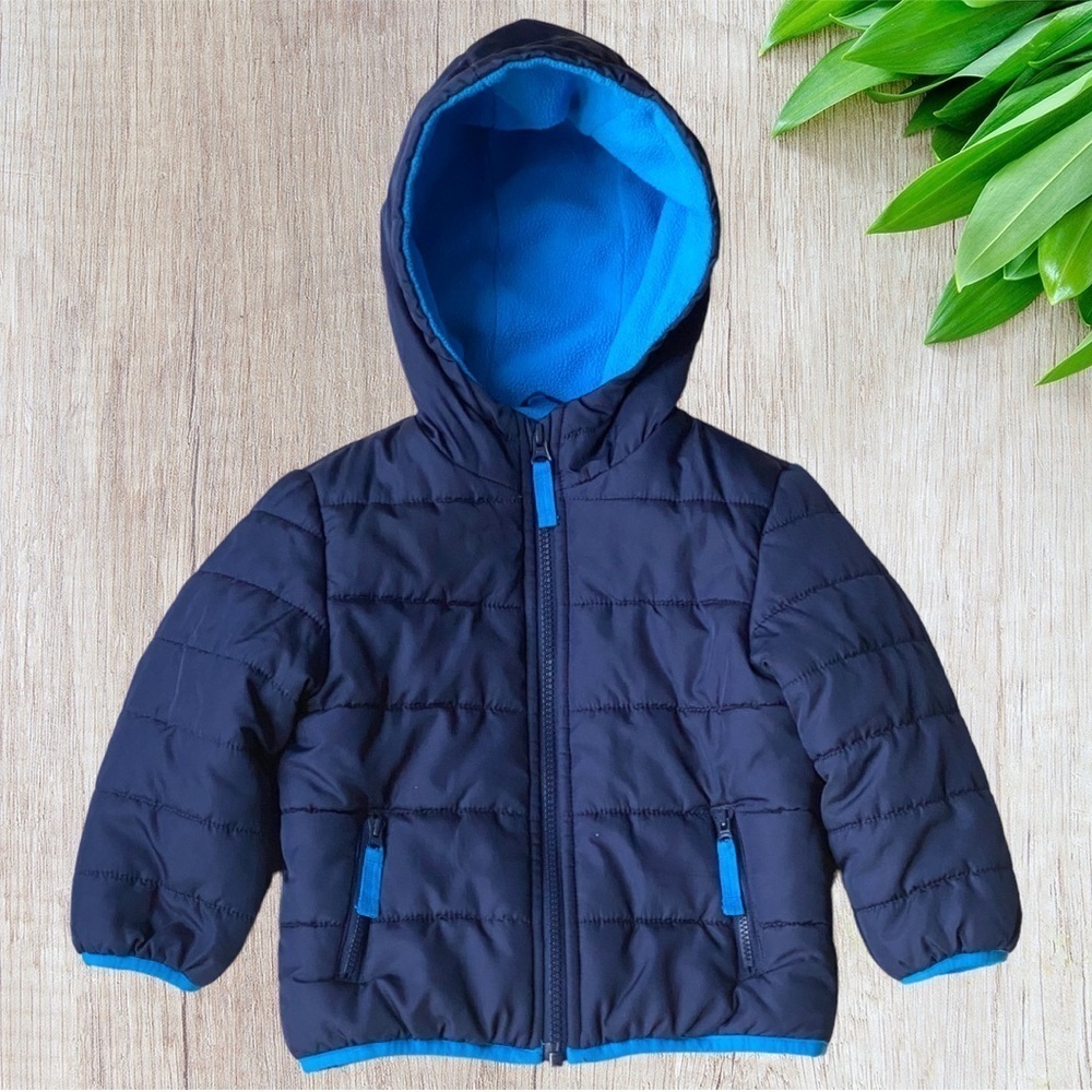 CARTERS Blue Fleece Hooded Winter Puffer Coat Size 2T